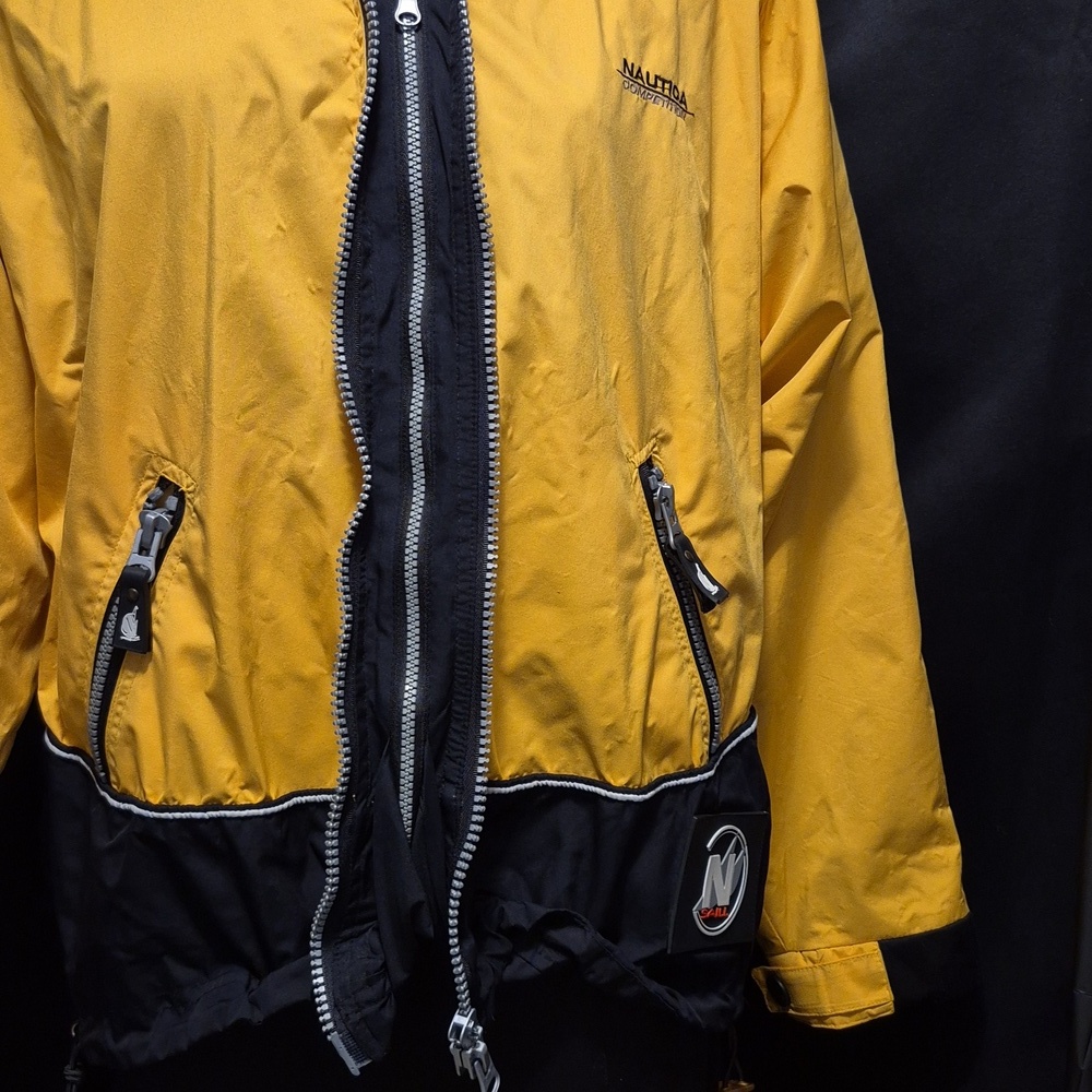 Vtg 90s Nautica Competition Men’s Sz S Sleeve Coat Jacket reversible Stow Hood - Picture 9 of 16